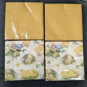 Spring Easter Chicks Paper Napkins 12X12‎ Lot of 4 Assorted Yellow Paw Decor